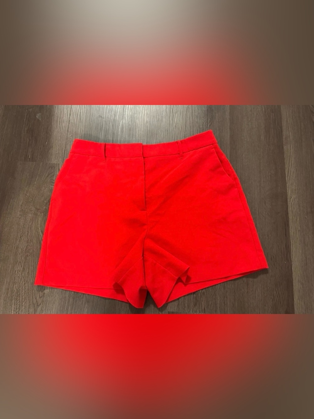 Nine West Orange Red High Waisted Tailored Shorts Women Size XL